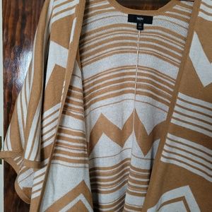 Mossimo Camel w/ Cream Southwestern Design Sweaterknit Open Sweater Small/Medium